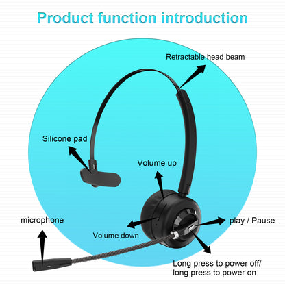 ANIVIA A8 Single Ear Bluetooth 5.0 Wireless Headphone Call Center Headset with Noise Cancelling Microphone and Charging Dock