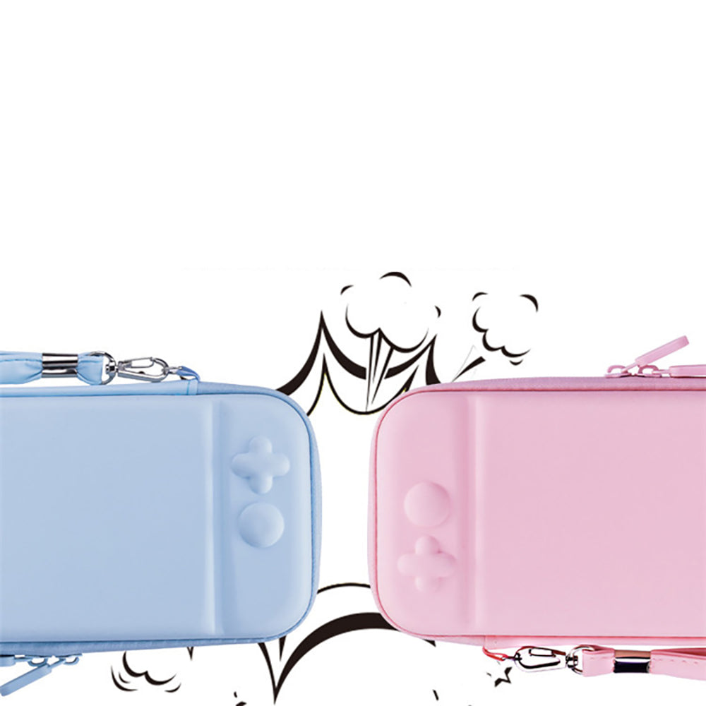 Solid Color Portable Storage Bag for Nintendo Switch Shock-resistant PU Leather Carrying Case with Stand Function and Carrying Strap