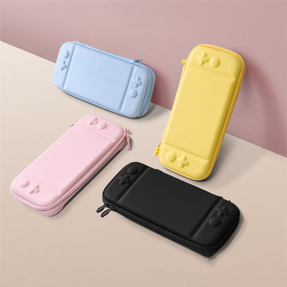 Solid Color Portable Storage Bag for Nintendo Switch Shock-resistant PU Leather Carrying Case with Stand Function and Carrying Strap