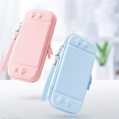 Solid Color Portable Storage Bag for Nintendo Switch Shock-resistant PU Leather Carrying Case with Stand Function and Carrying Strap