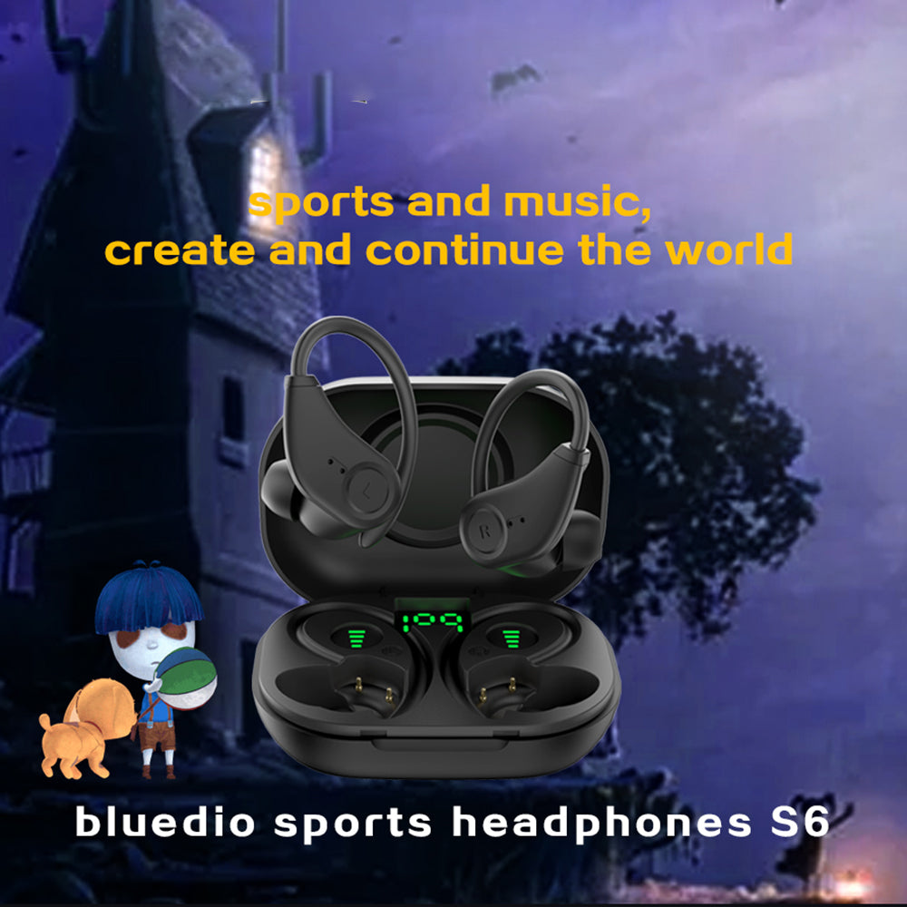 BLUEDIO S6 TWS Sports Earbuds True Wireless Stereo Headphones Bluetooth Headset with Battery Display