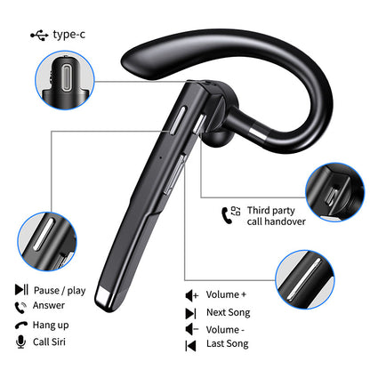 YYK-520 2nd Wireless Bluetooth 5.0 Single Ear Headset Car Earhook Business Earphone with Charging Case