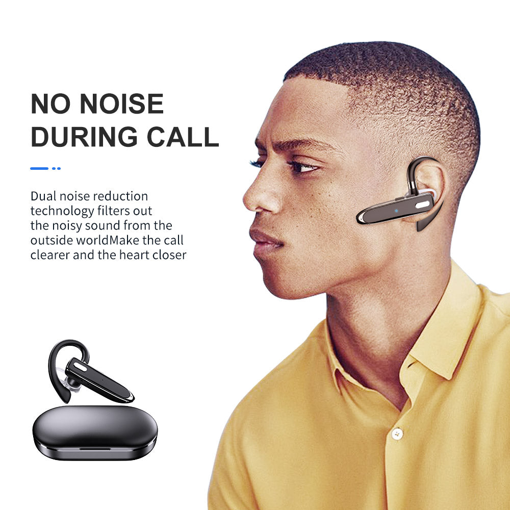 YYK-530-2 Business Single Ear Wireless Earhook Bluetooth Headset Hands-free Call Music Earphone with Digital Display Charging Case