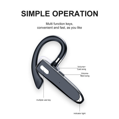 YYK-530-2 Business Single Ear Wireless Earhook Bluetooth Headset Hands-free Call Music Earphone with Digital Display Charging Case