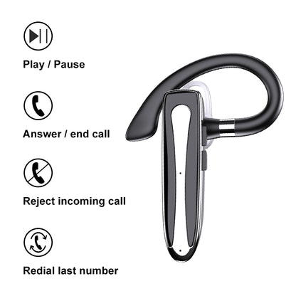 YYK-530-1 Business Single Ear Bluetooth Earhook Headset Driving Working Wireless Hands-free Call Music Earphone