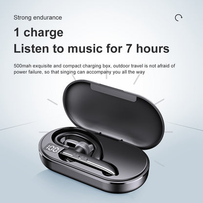 YYK-530-1 Single Ear Bluetooth Earhook Headset Sweatproof Driving Working Sport Wireless Call Music Earphone with Charging Case