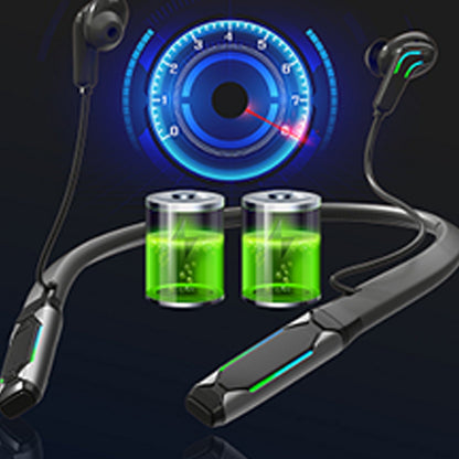 A55 Stereo Sound Wireless Earphone Neckband Bluetooth 5.1 Headset Gaming Headphone with Colorful Light Crystal-Clear Voice ENC Noise Cancelling Mic