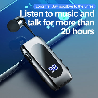 K55 Business Bluetooth Single-Ear Earphone Battery Display Clip-On Intelligent Noise Reduction Telescopic Headset Clipper