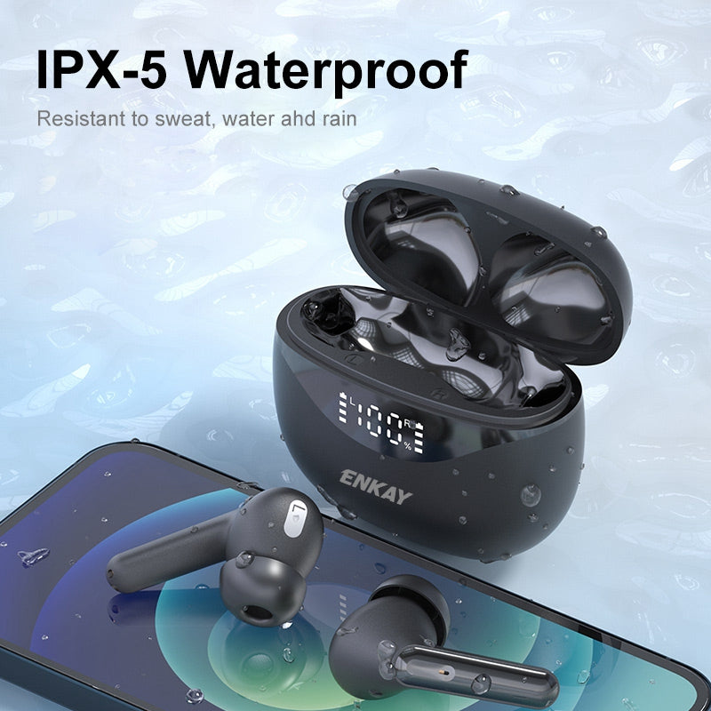 ENKAY HAT PRINCE Bluetooth 5.1 TWS Stereo Earbuds Noise Reduction In-ear Touch Control Earphones with Digital Charging Box