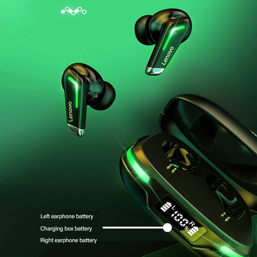 LENOVO GM3 TWS Wireless Earbuds Bluetooth Gaming Headset Low Latency Headphone with Digital Display Stereo Microphone Noise Reduction HiFi Earphone for Mobile Phones Tablets