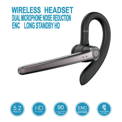 ST02 ENC Noise Reduction Bluetooth Earpiece Wireless Headphone with Dual Microphone Hands Free Headset for Business Office Driving