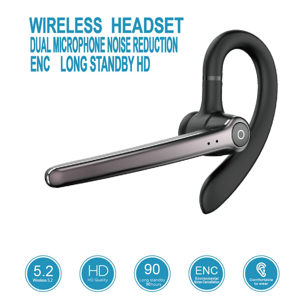 ST02 ENC Noise Reduction Bluetooth Earpiece Wireless Headphone with Dual Microphone Hands Free Headset for Business Office Driving