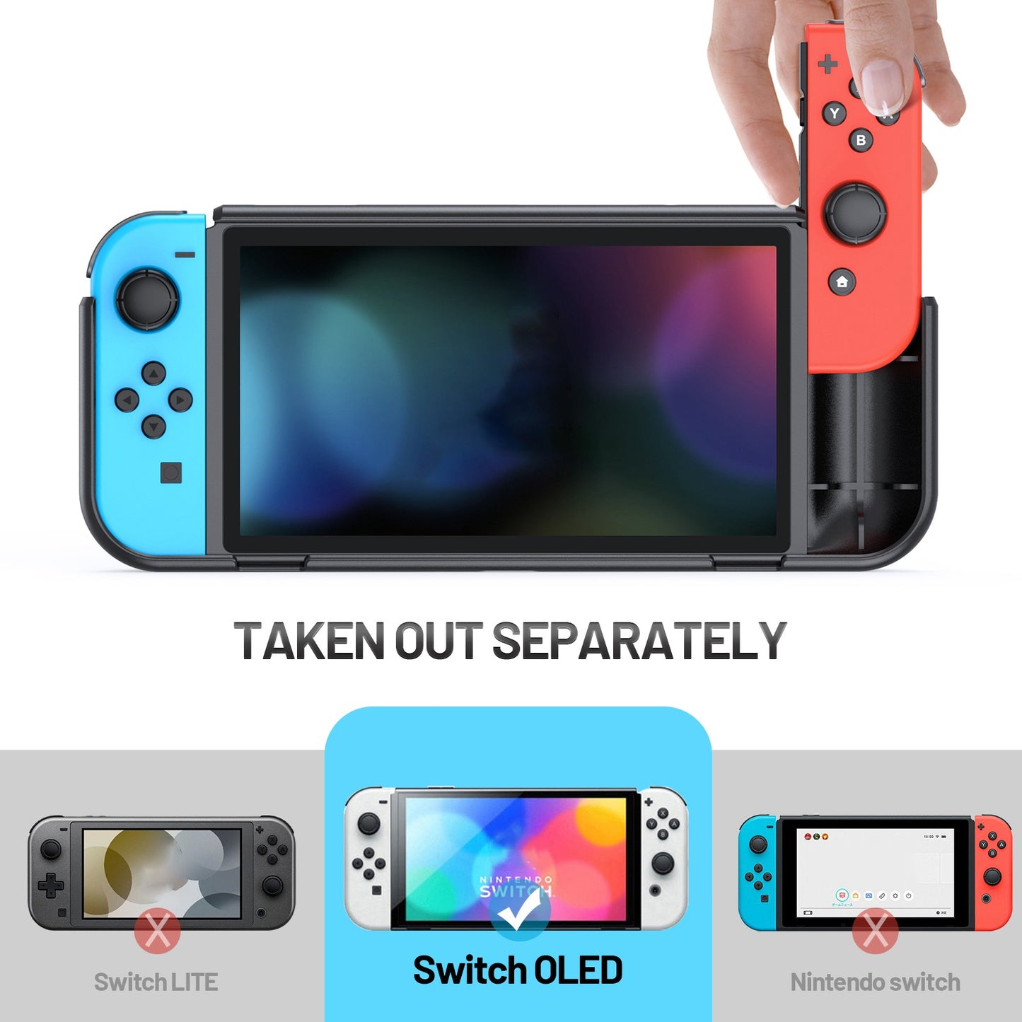 Shockproof Case Anti-Drop Cover for Nintendo Switch OLED Game Console Ergonomic Grip Protective Case (Type A)