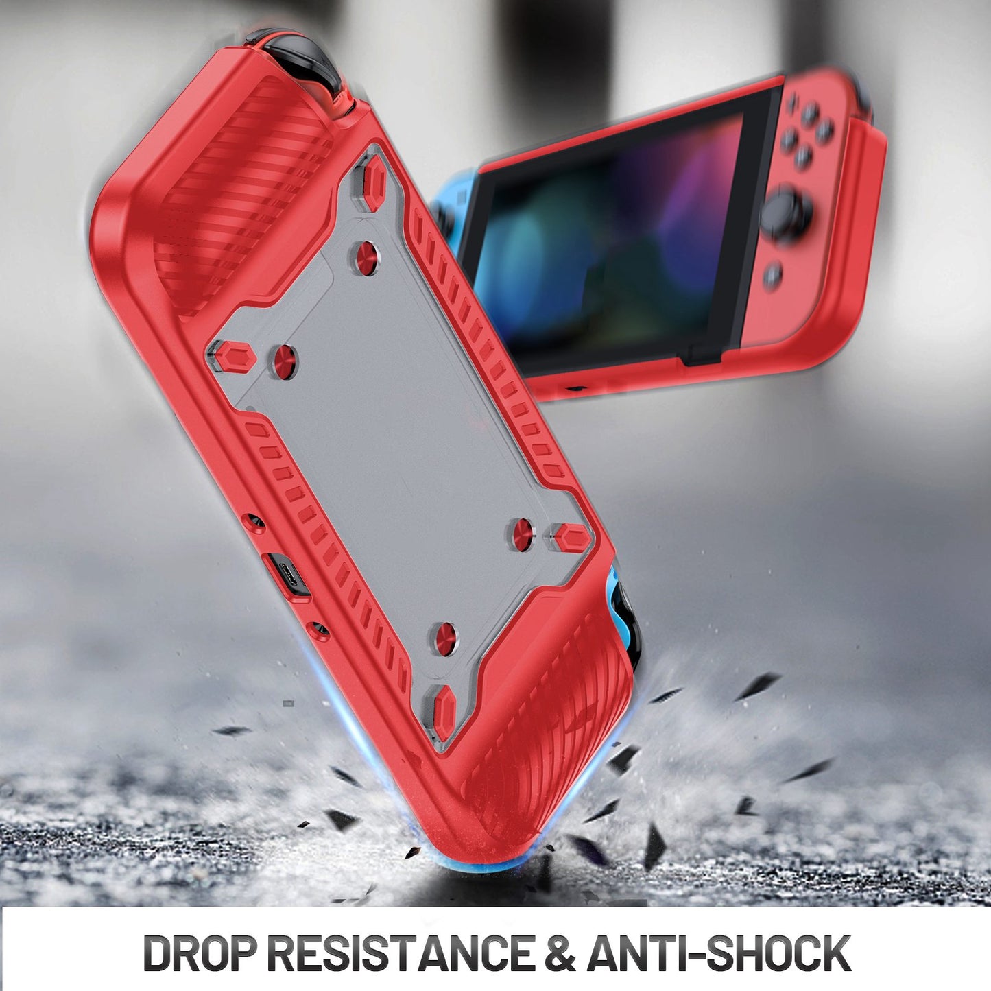 Shockproof Case Anti-Drop Cover for Nintendo Switch OLED Game Console Ergonomic Grip Protective Case (Type A)