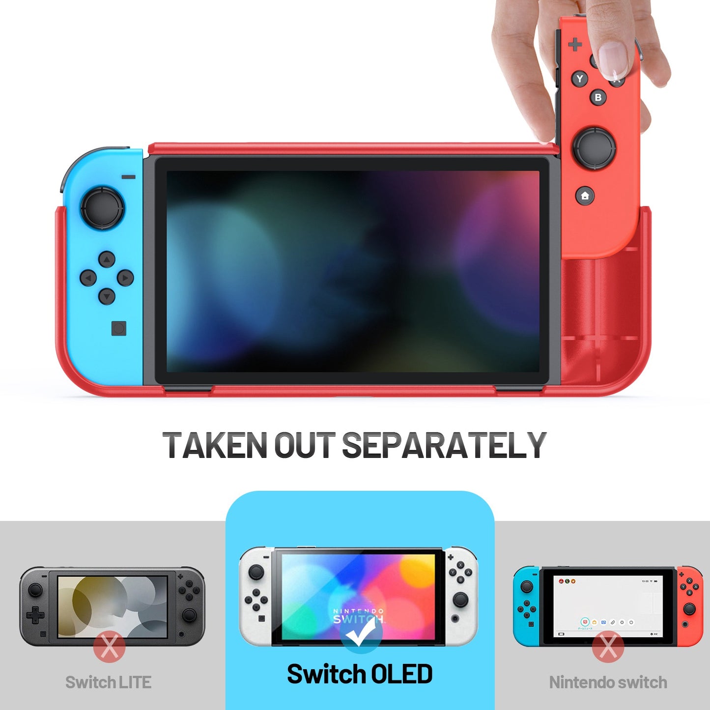 Shockproof Case Anti-Drop Cover for Nintendo Switch OLED Game Console Ergonomic Grip Protective Case (Type A)