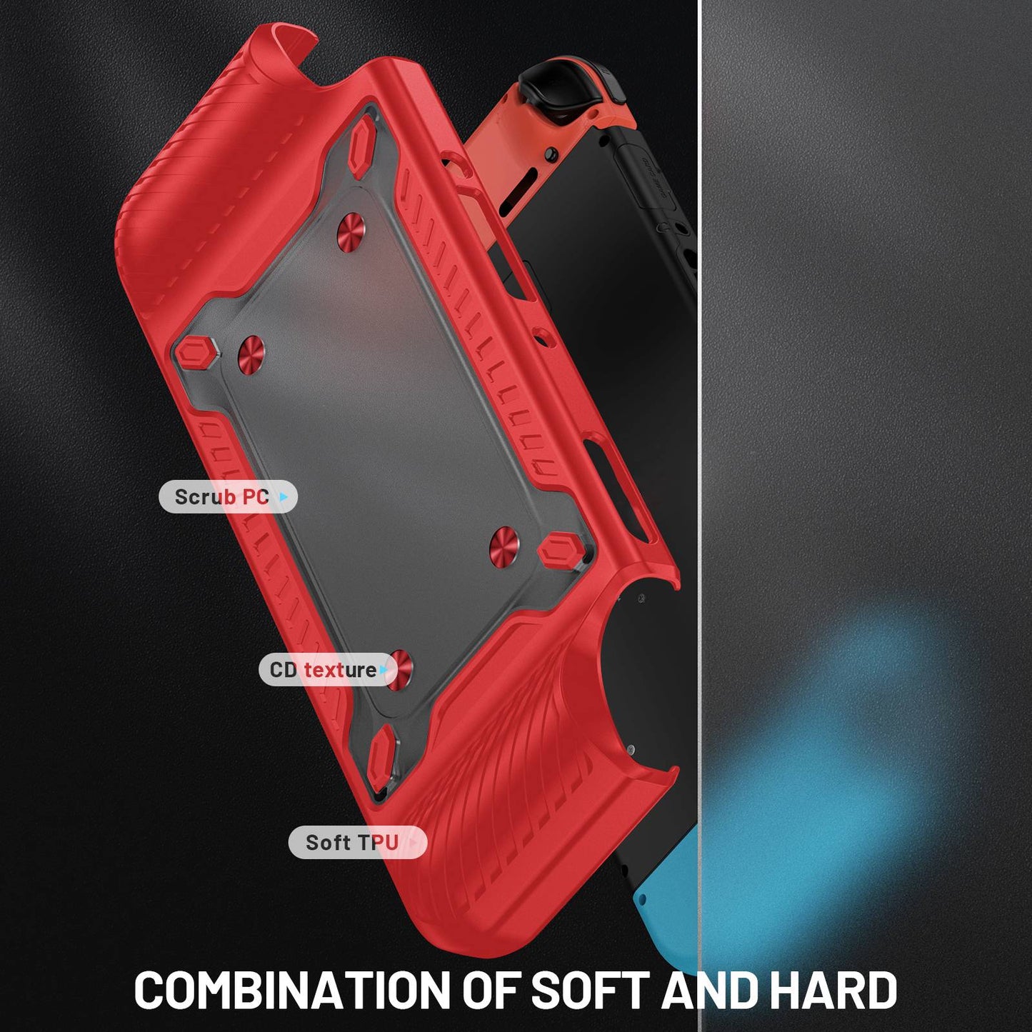 Shockproof Case Anti-Drop Cover for Nintendo Switch OLED Game Console Ergonomic Grip Protective Case (Type A)