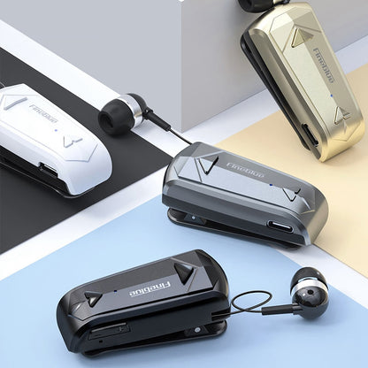 FINEBLUE F520 Lavalier Business Bluetooth Headset One-key Retraction Anti-lost Collar Clip-on HD Call Single Ear Earphone