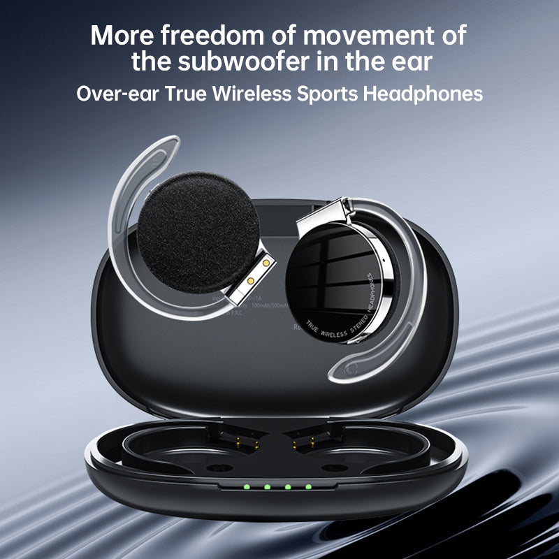 TWS-F2 Wireless Bluetooth 5.2 Wireless Earphone Stereo Sound Noise Reduction Low Delay Sports Running Headset with Charging Case