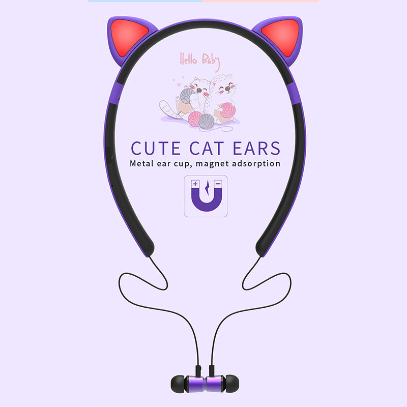 Kid&#39;s In-ear Wireless Bluetooth Earphones Cute Magnetic Earbuds Children Neckband Headsets