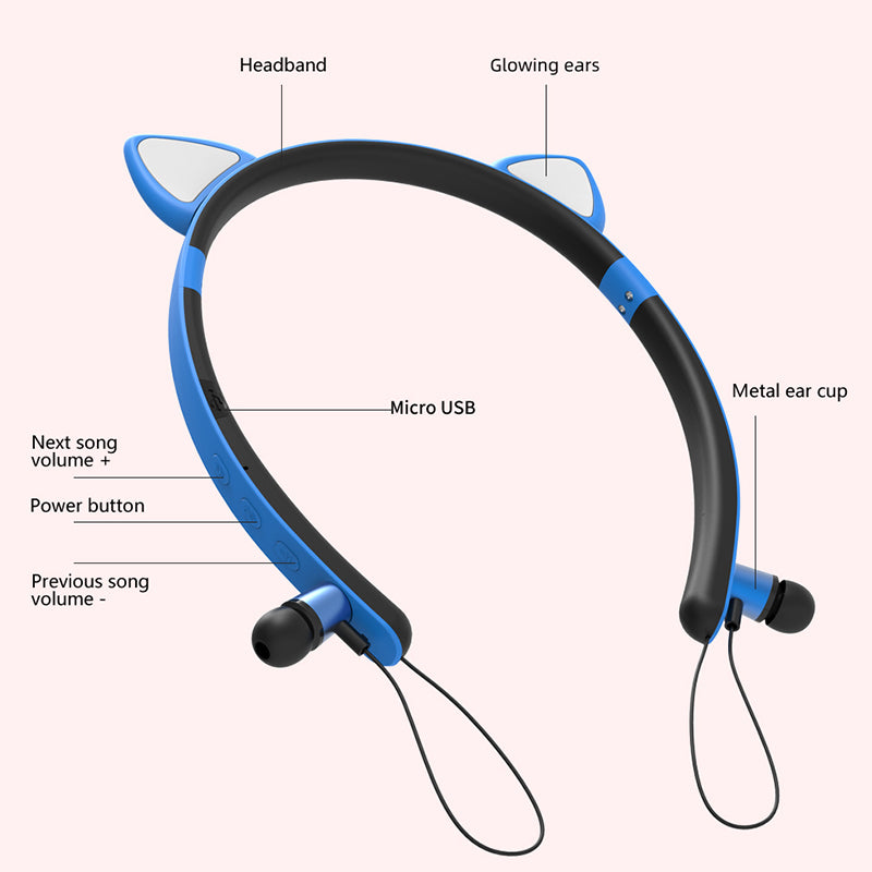 Kid&#39;s In-ear Wireless Bluetooth Earphones Cute Magnetic Earbuds Children Neckband Headsets