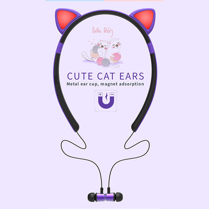 Kid&#39;s In-ear Wireless Bluetooth Earphones Cute Magnetic Earbuds Children Neckband Headsets