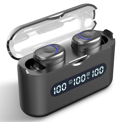 TWS-Q8 Wireless Bluetooth Earbuds Sports Headphone Touch Control IPX5 Waterproof Headset with LED Digital Display / Power Bank Function