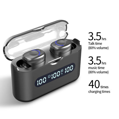 TWS-Q8 Wireless Bluetooth Earbuds Sports Headphone Touch Control IPX5 Waterproof Headset with LED Digital Display / Power Bank Function