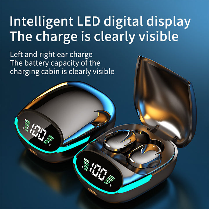 TG06 TWS Bluetooth 5.1 Wireless Earphone LED Lighting Headphone In-ear Headset with Digital Display Screen Charging Case