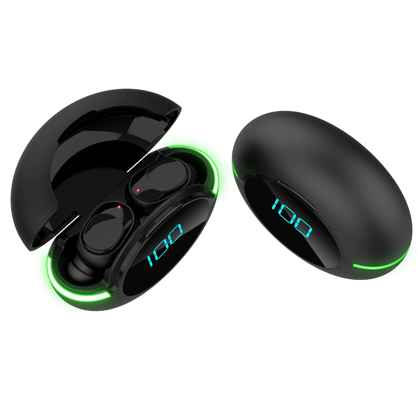 Y80 Bluetooth Headset Sports TWS Earbuds Wireless In-Ear Headphone with LED Digital Display Atmosphere Light