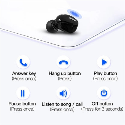 X9 Wireless In-ear Earbuds TWS Mini Sports Headphone Portable Bluetooth 5.0 Stereo Headset with Ear Caps