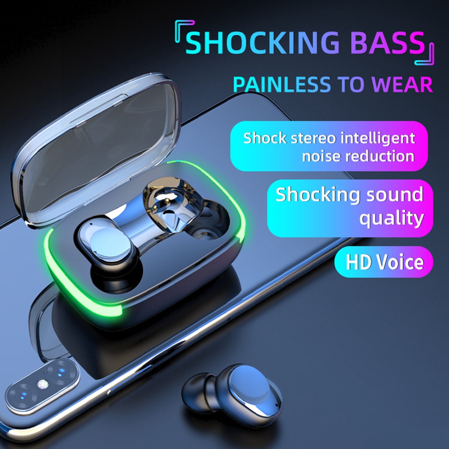 Y60 Bluetooth Headset TWS Earbuds Low Latency Gaming Headset Wireless In-Ear Headphones with Breathing Light