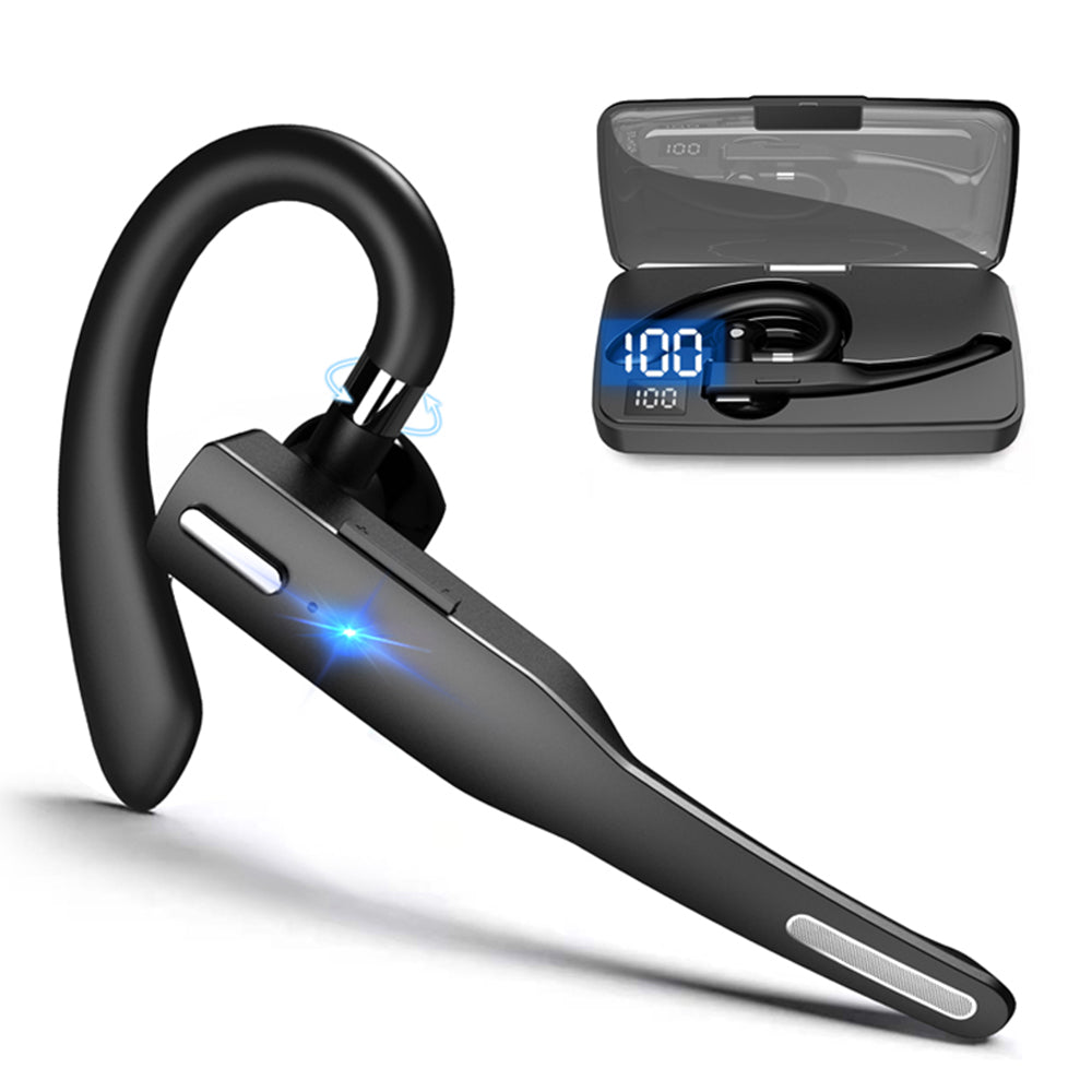 YYK-525 IPX7 Waterproof Single Ear Bluetooth Headphone ANC Active Noise Cancelling Business Hanging Earphone (with Charging Case)