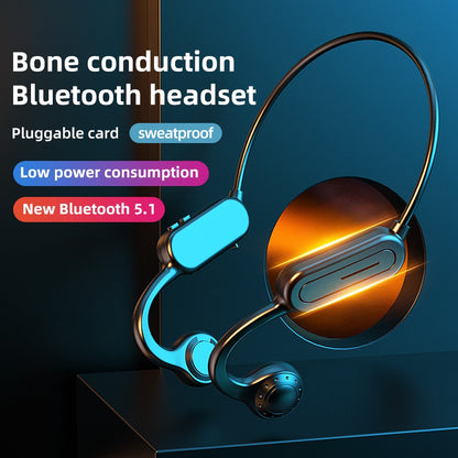 YYK-Q88 Bluetooth Bone Conduction Headphone Wireless Ear-Hook Headset Painless Open Ear Running Headphone Built-in HD Microphone Support TF Card