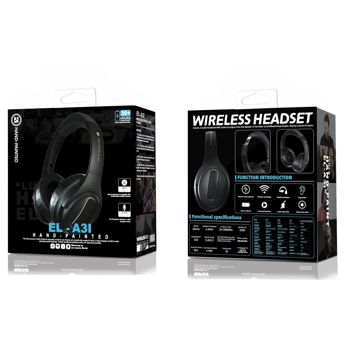 EL-A3i Over-Ear Wireless Headset Bluetooth ANC Earphone HiFi Stereo Sound Noise Cancelling Gaming Headphone