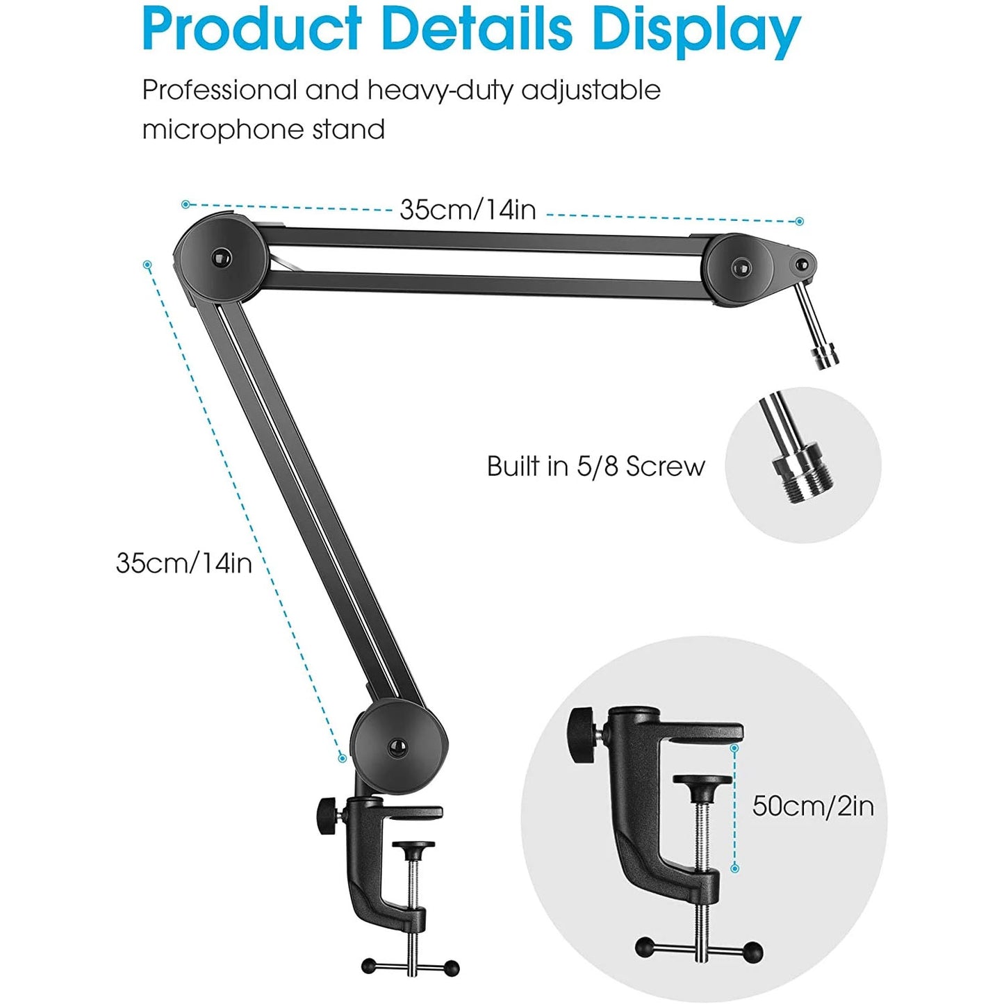 Professional Studio Condenser Microphone Adjustable Suspension Scissor Arm Stand 35cmx35cm