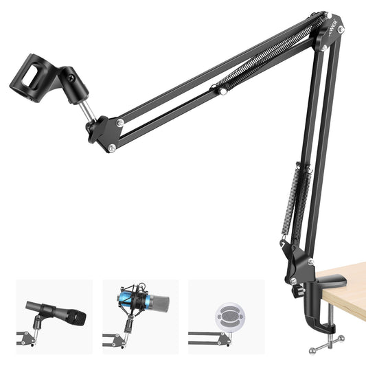 NEEWER Recording Microphone Extendable Stand Shockproof Microphone Clip Scissor Arm Table Mount Clamp