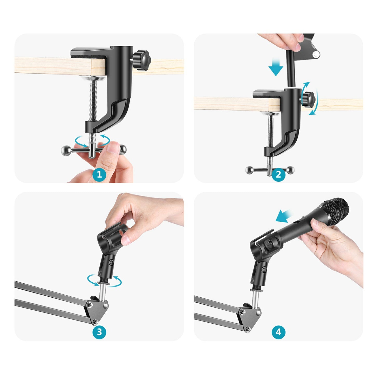 NEEWER Recording Microphone Extendable Stand Shockproof Microphone Clip Scissor Arm Table Mount Clamp