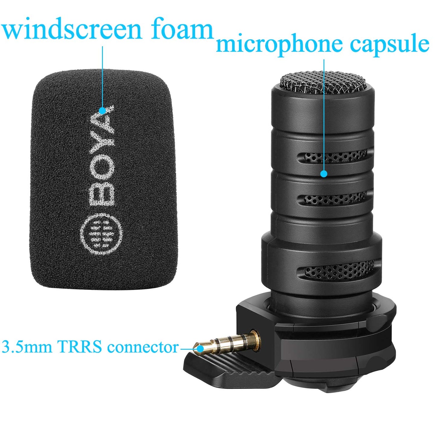 BOYA A7H 3.5mm Jack Digital Stereo Microphone for Smartphone/Tablet/PC