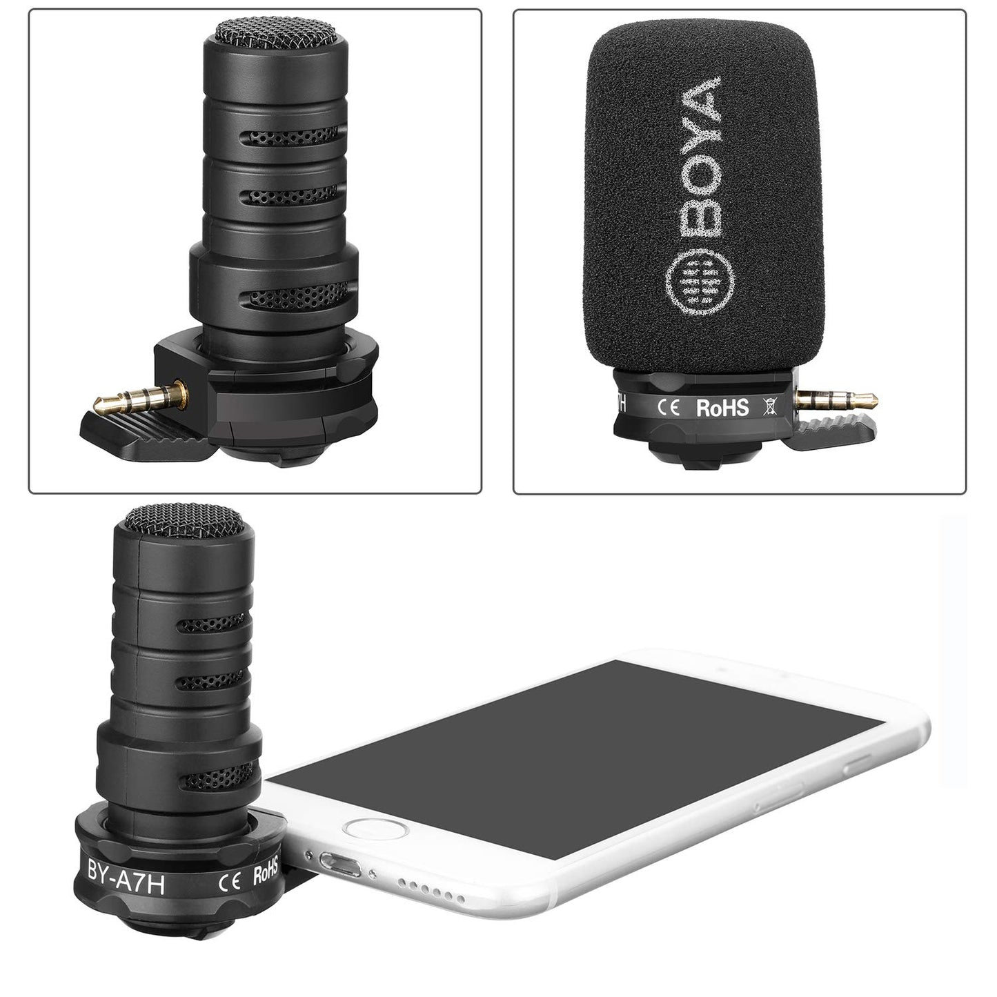 BOYA A7H 3.5mm Jack Digital Stereo Microphone for Smartphone/Tablet/PC