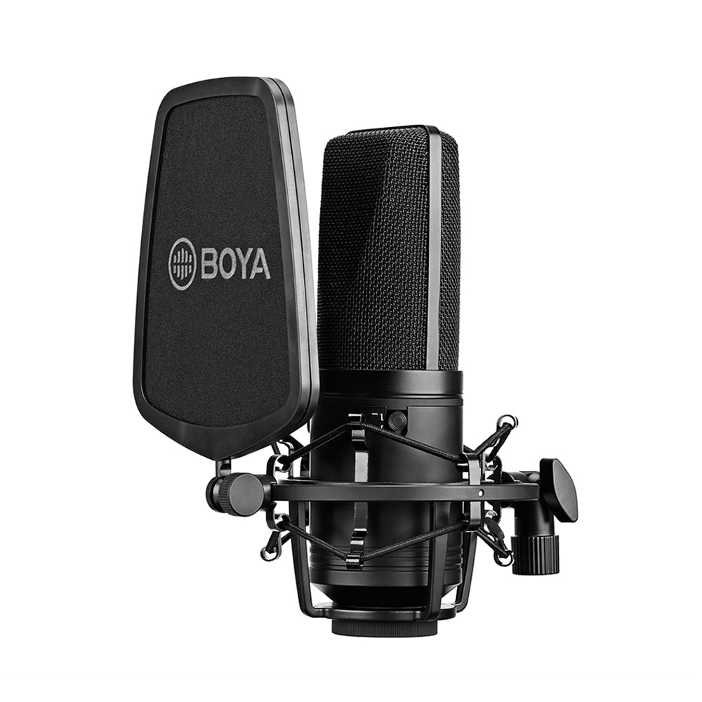 BOYA BY-M1000 Condenser Microphone Large Diaphragm 3 Polar Patterns for Singer Songwriter Podcaster