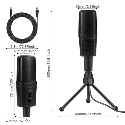 SF-970 USB Computer Handheld Microphone Online Game Condenser Microphone with Tripod