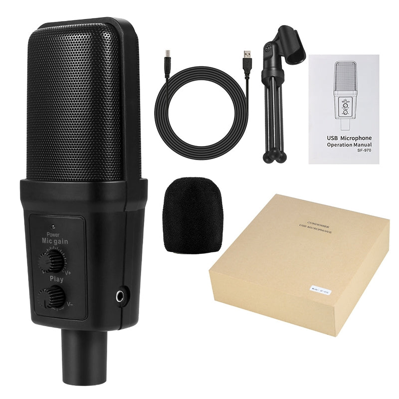 SF-970 USB Computer Handheld Microphone Online Game Condenser Microphone with Tripod