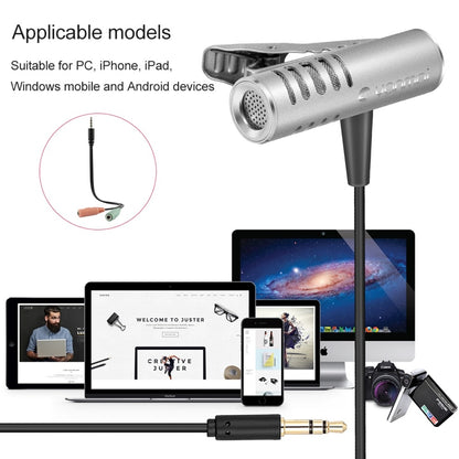 YANMAI R933 Professional Clip-on Lapel Mic Lavalier Omni-directional Double Condenser Microphone Silver