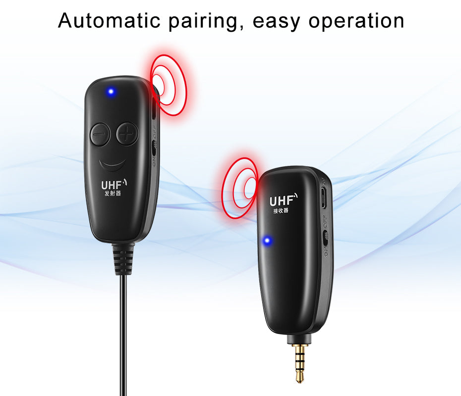 UHF 50m Wireless Lavalier Lapel Microphone Interview Voice Recording Mic System for iPhone Android DSLR Camera