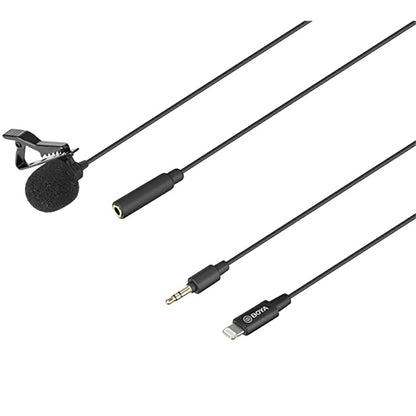 BOYA BY-M2 Lavalier Microphone Omnidirectional Condenser Mic with 3.5mm TRS Cable Detachable Single Head for iOS Smartphone