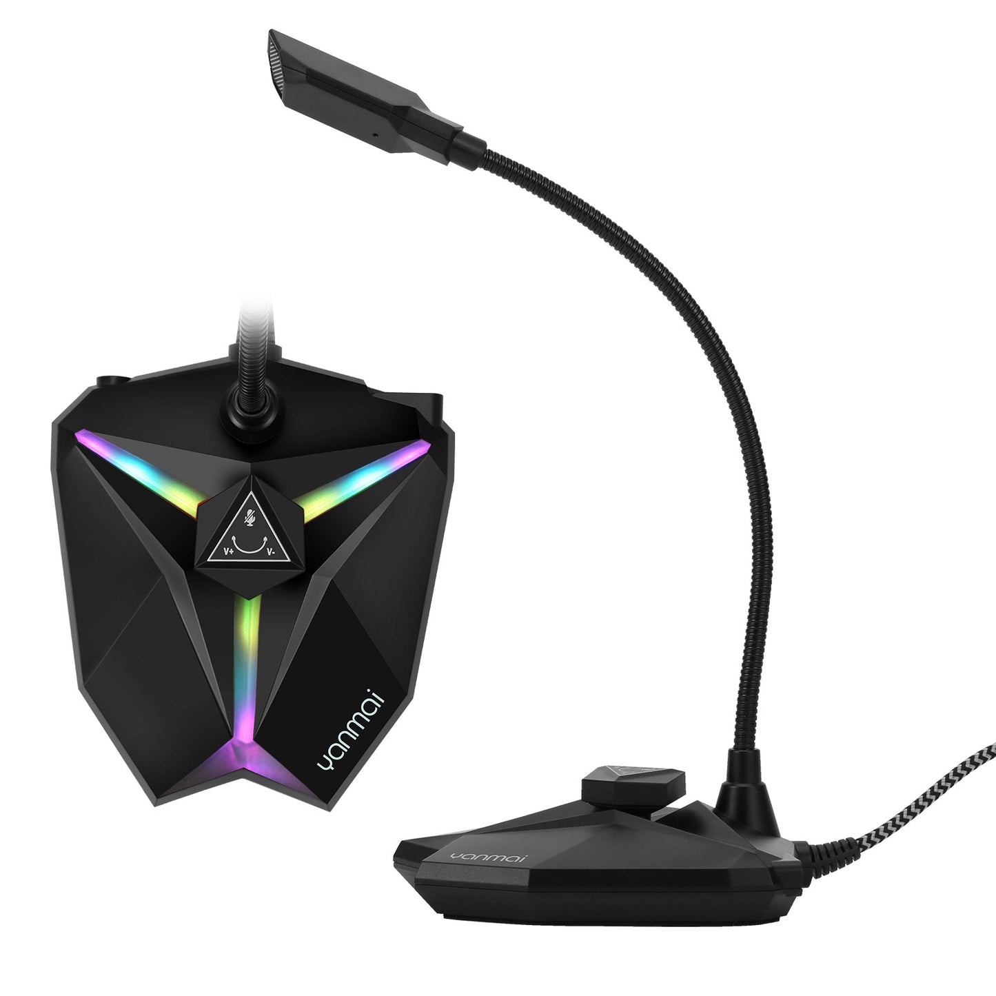 YANMAI G35 Desktop Capacitive Microphone USB Noise Reduction Computer Microphone with RGB Light for Gaming Live Streaming