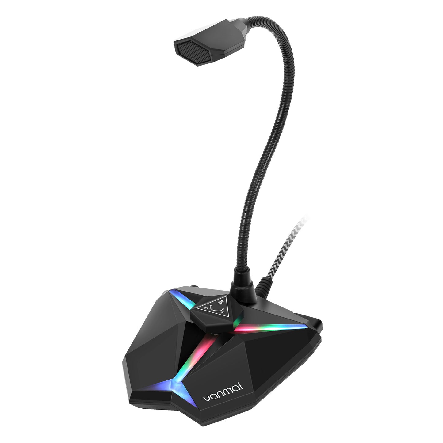 YANMAI G35 Desktop Capacitive Microphone USB Noise Reduction Computer Microphone with RGB Light for Gaming Live Streaming