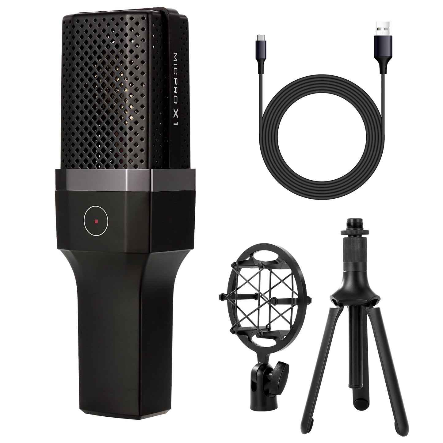 YANMAI X1 USB Condenser Recording Microphone Kit with Stand Shock Mount for PC Karaoke Live Streaming Studio