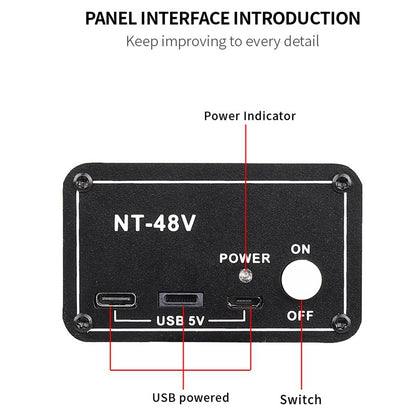 NT48V Portable Universal Phantom Power Supply Large Diaphragm Condenser Microphone Support 5V Charging