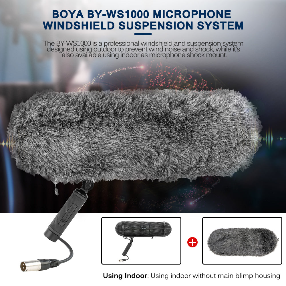 BOYA BY-WS1000 Mic Blimp Wind Shield Suspension System Accessories for Shotgun Microphone